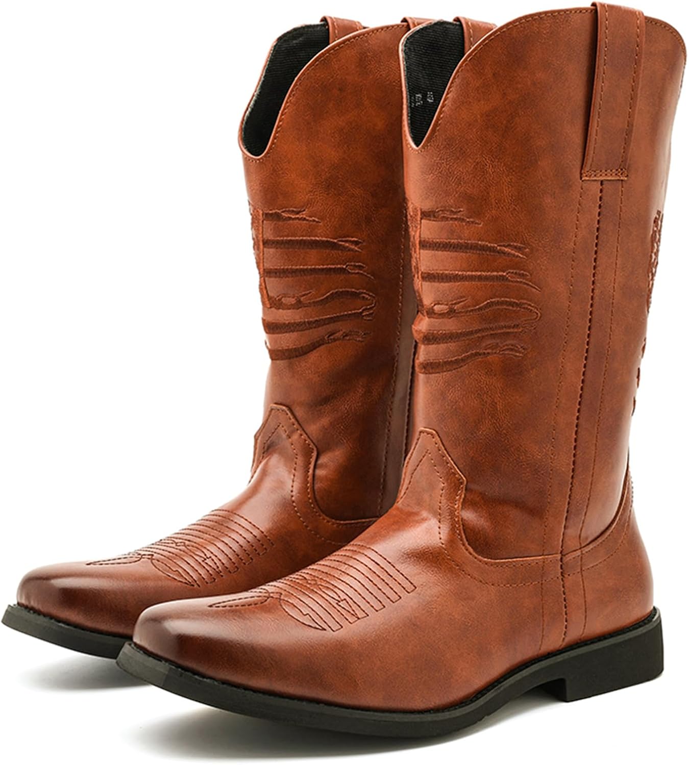 

Мужские классические ковбойские сапоги CHUUMEE с вышивкой, модные с заостренным носком, западные сапоги для мужчин, противоскользящие и долговечные, коричневый