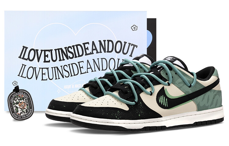 

Кроссовки Nike Dunk Skateboarding Shoes Women's Low-top Black/white/green, оливковый, Зеленый, Кроссовки Nike Dunk Skateboarding Shoes Women's Low-top Black/white/green, оливковый