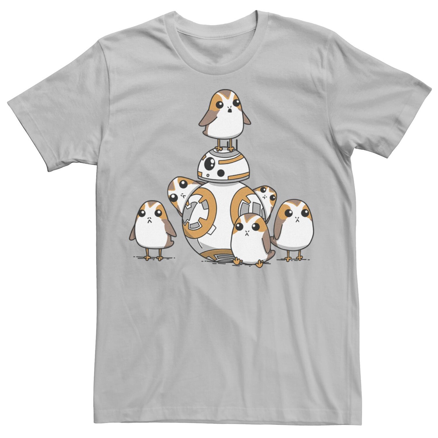 

Мужские порги из «Звездных войн» веселятся в футболке с портретом BB-8 Star Wars, серебристый