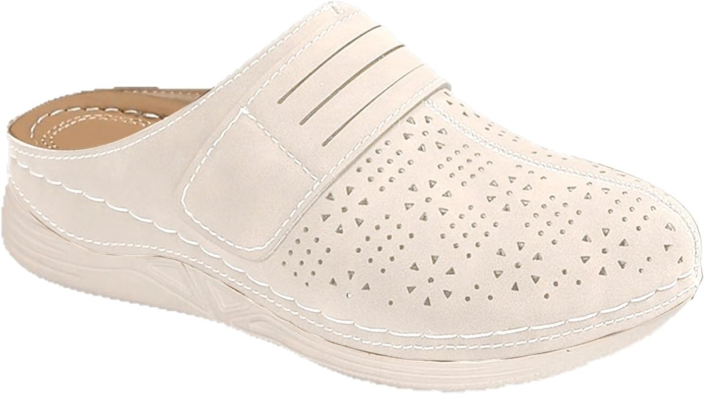 

Летние сабо для женщин, комфортные и дышащие, с вырезами, закрытый носок, повседневные мюли, легкие, на платформе, с поддержкой свода стопы Kajxz, бежевый