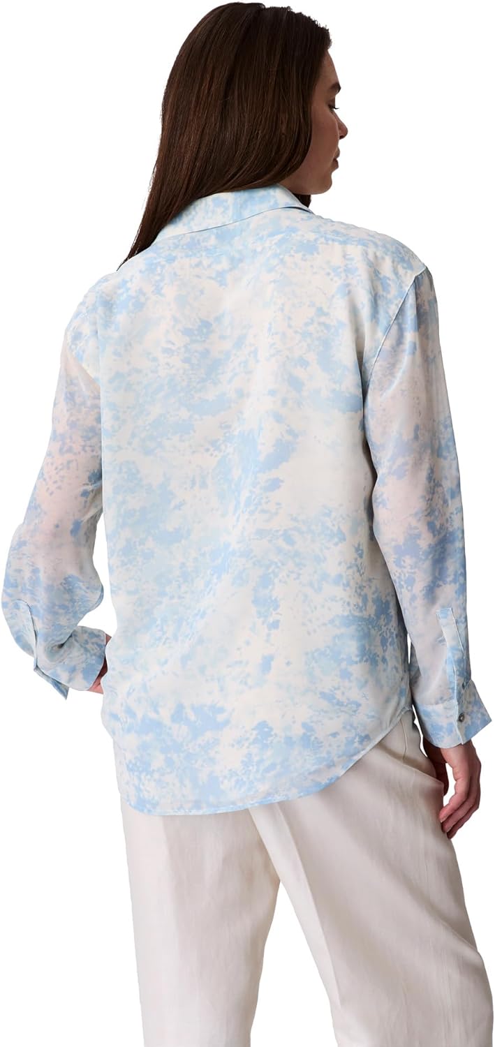 

Женская классическая рубашка на пуговицах с принтом Calvin Klein, Surf Blue