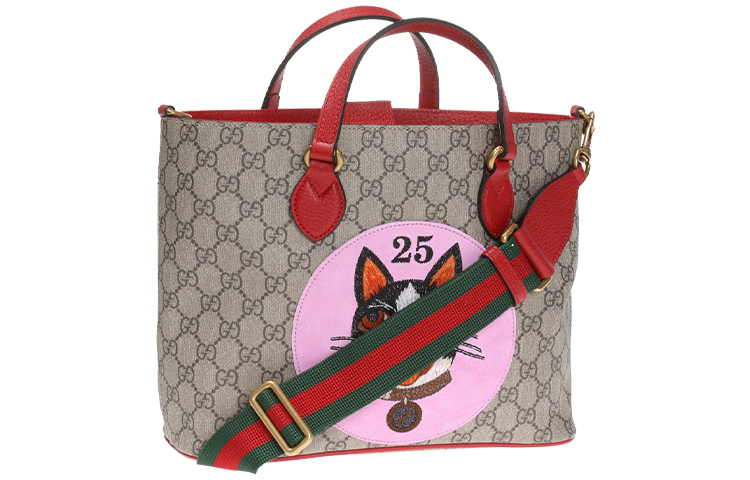 Сумка-шоппер GUCCI из хлопка с кожаными деталями — фото 3