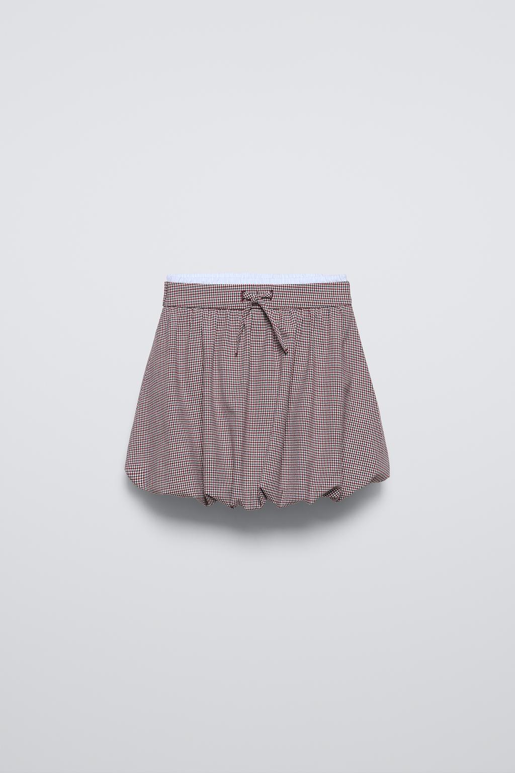 

Юбка-баллон в клетку ZARA, бордовый