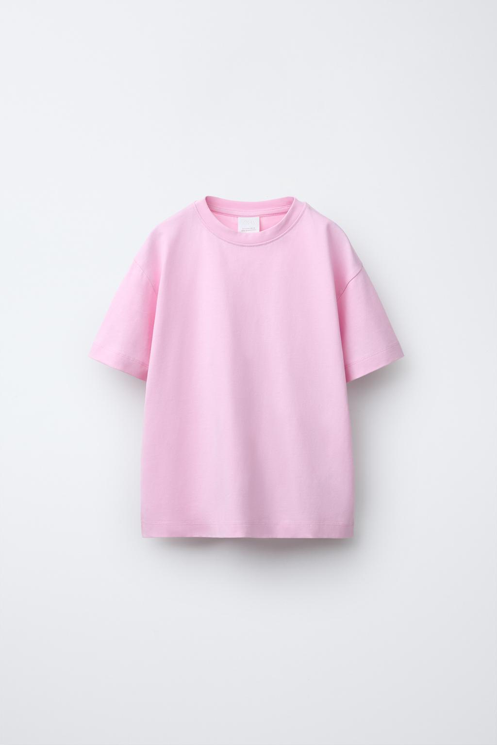 

Базовая однотонная футболка ZARA, розовый