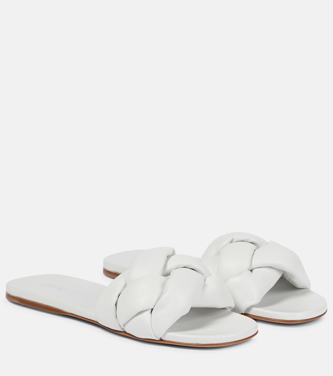 Плетеные кожаные тапочки Miu Miu, Bianco