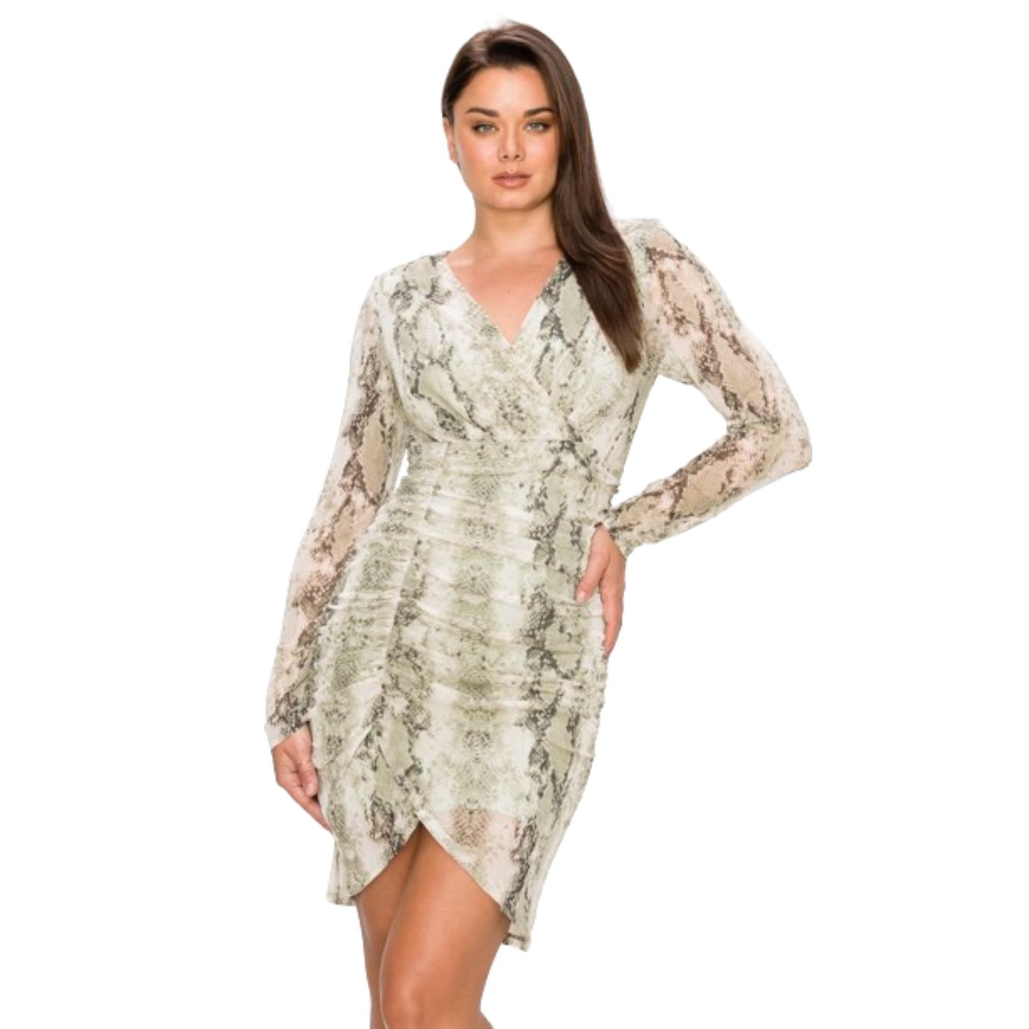 

Платье с анималистичным принтом и сборками FASHNZFAB, цвет sage