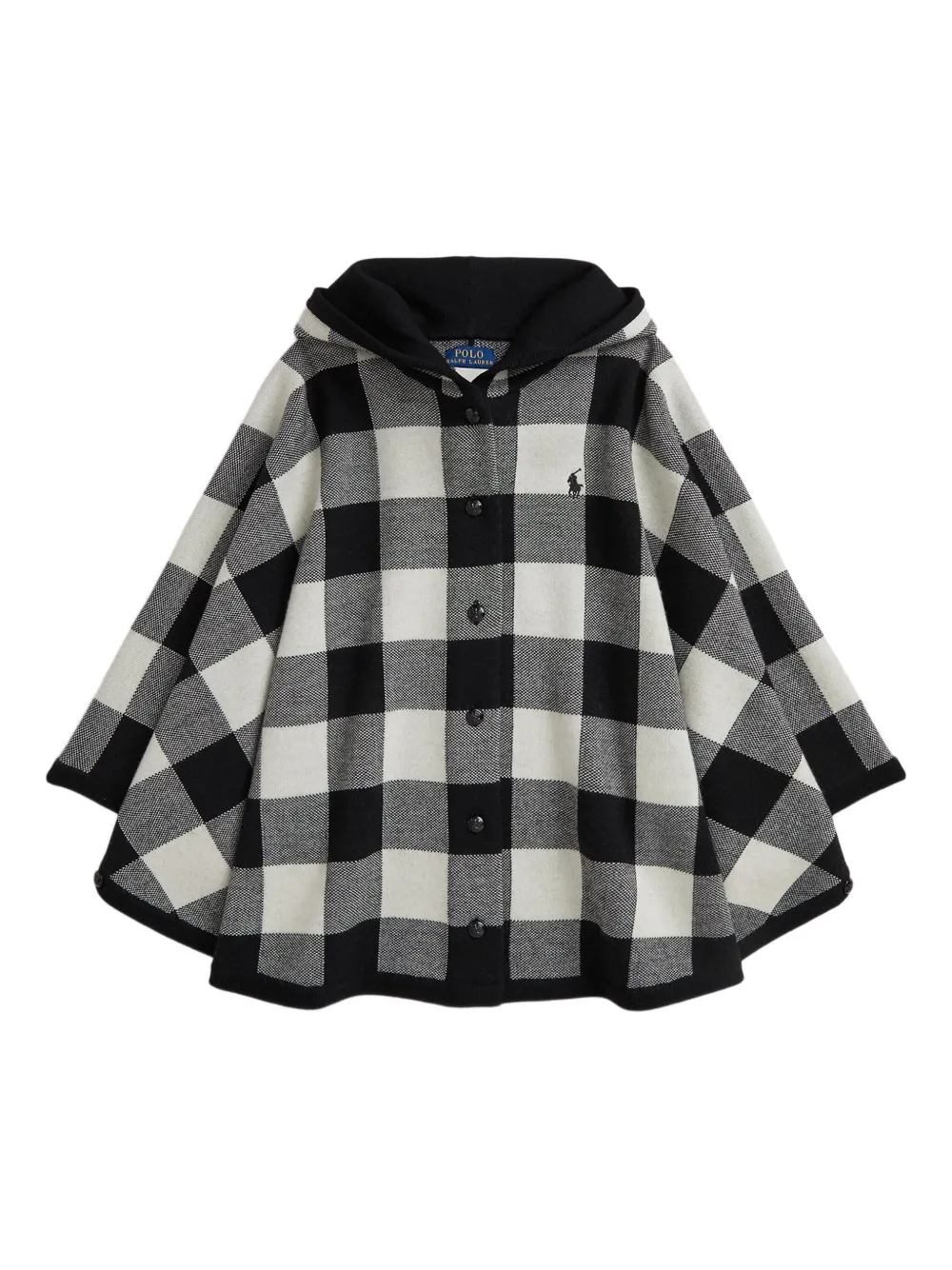 

Шерстяной кейп в клетку гингем POLO RALPH LAUREN KIDS, черный