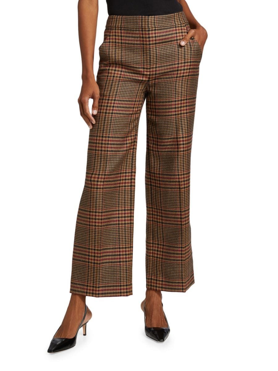 

Шерстяные клетчатые брюки Brixton Veronica Beard, цвет Camel Black