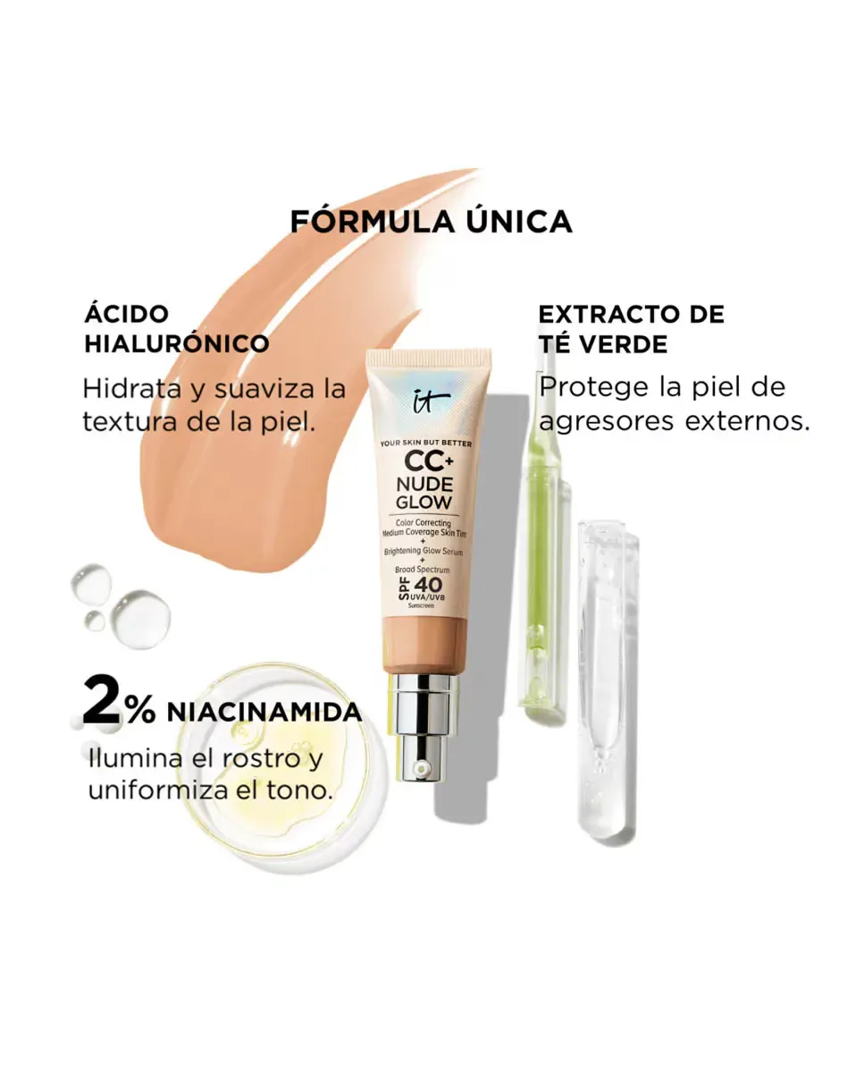 Тональная основа CC+ Nude Glow SPF 40+ It Cosmetics, Lght Med — фото 3
