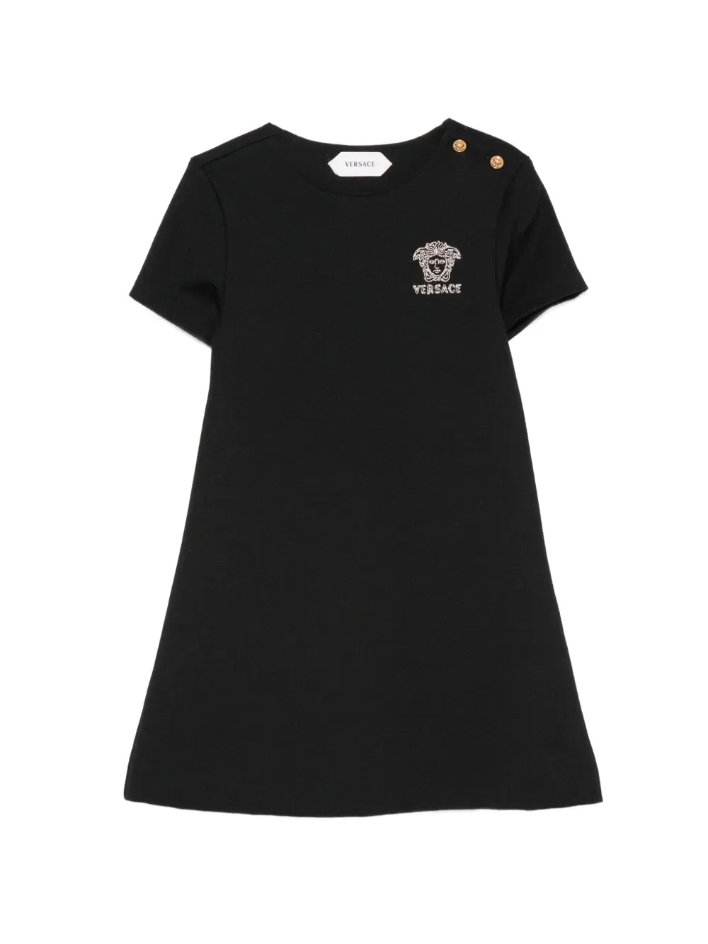 Платье с пуговицами и мотивом Медузы Versace Kids, черный