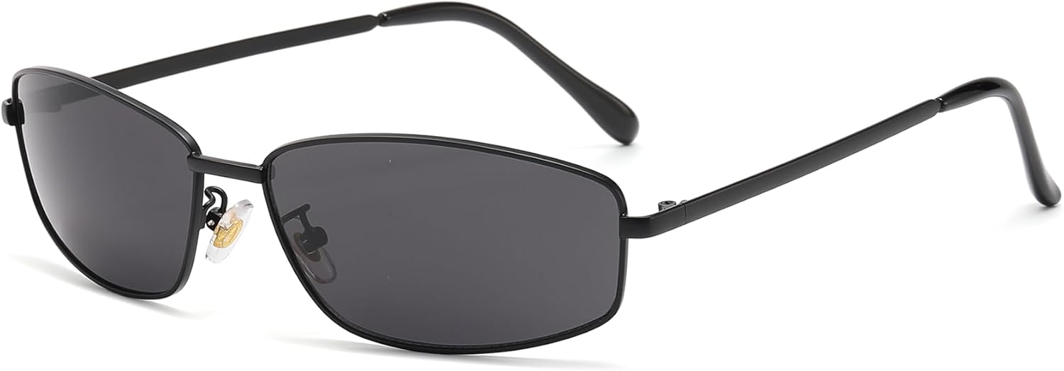 

Модные металлические солнцезащитные очки Long Keeper Trendy Y2K для женщин и мужчин, в обтекаемой форме, с полной оправой, тонированные, в стиле 2000-х, Y2K, стильные солнцезащитные очки, Black Frame - Dark Grey Lens