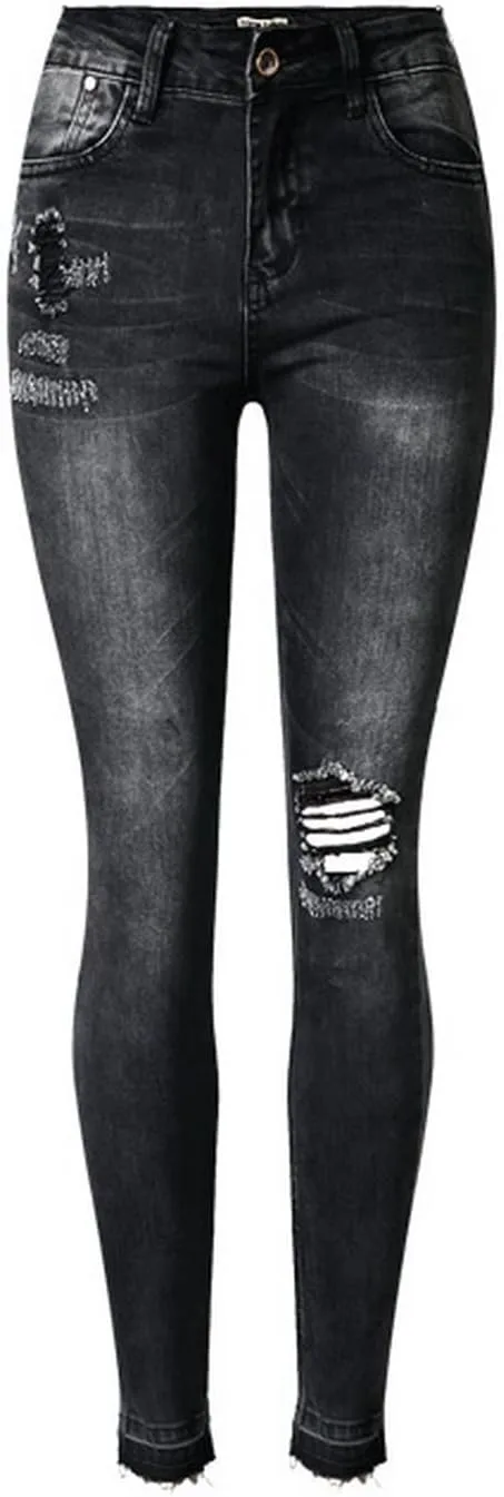 

Faringoto Women's Statement High Waist Stretch Ripped Jeans Slim Leggings