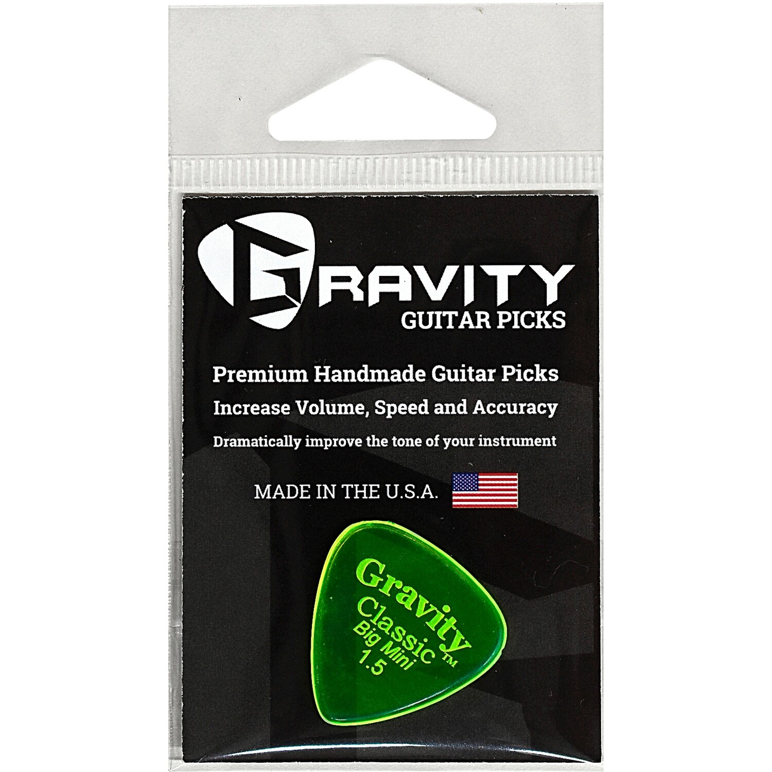 

GRAVITY PICKS Классические большие мини-полированные флуоресцентно-зеленые медиаторы для гитары 1,5 мм