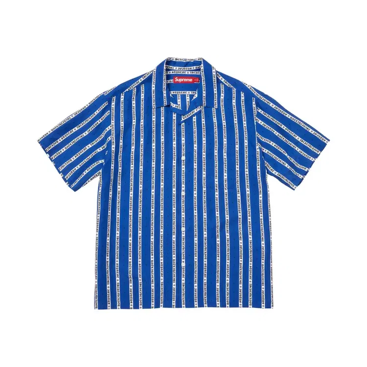 Шелковая рубашка с коротким рукавом Supreme Old English Stripe, синий