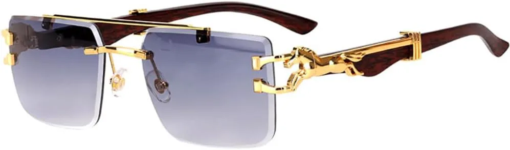 

Модные солнцезащитные очки для женщин, деревянные, стильные, квадратные, без оправы; солнцезащитные очки для мужчин в винтажном стиле класса люкс generic, B02