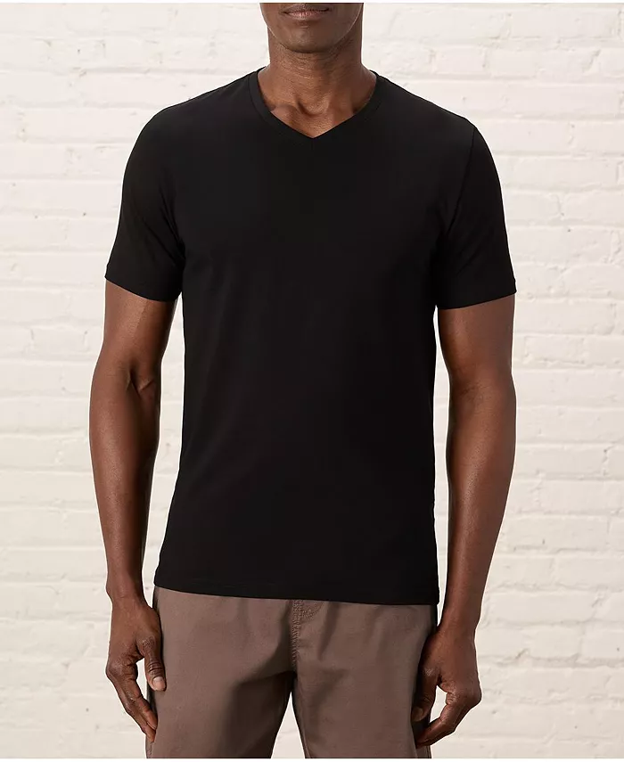 

Мужская футболка с V-образным вырезом из органического хлопка Luxe Stretch Jersey Slim Pact, черный