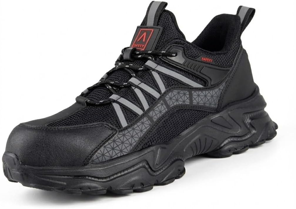 

Мужские защитные ботинки с стальным носком, низкие, противопроколочные, кроссовки, сетчатые, легкие, для промышленного парка, черные и серые, размер США Flowergirr