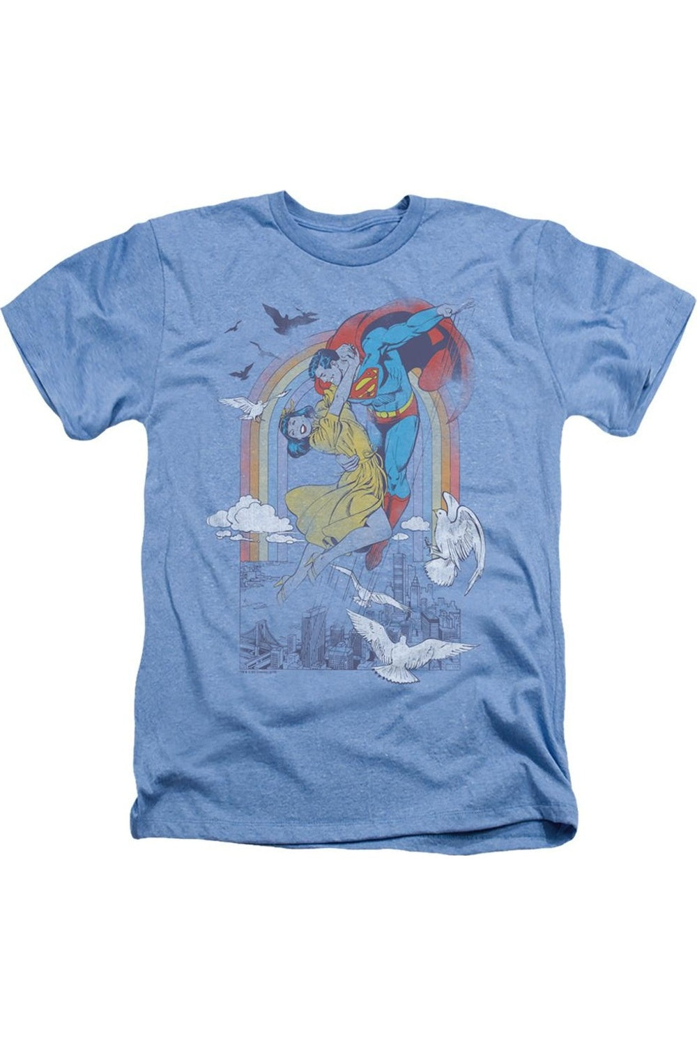 

DC Comics Rainbow Love Adult Heather футболка / футболка Gildan, светло-голубой