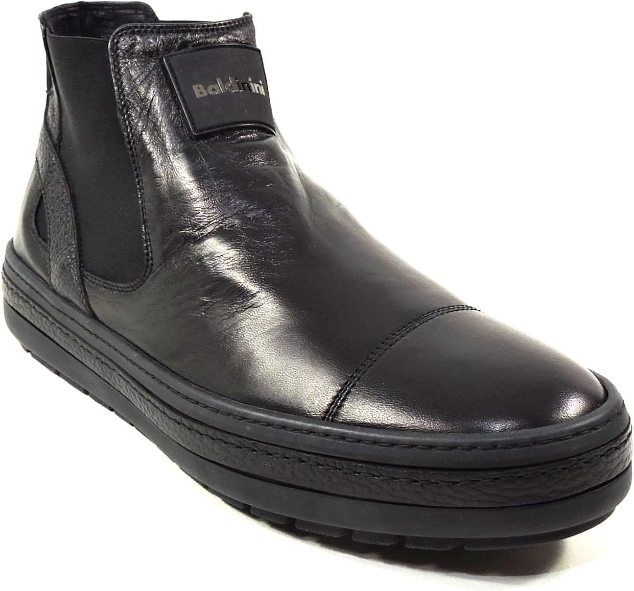 Ботинки Chelsea Baldinini Black из мягкой кожи, с комфортной плоской подошвой, без шнуровки — фото 4
