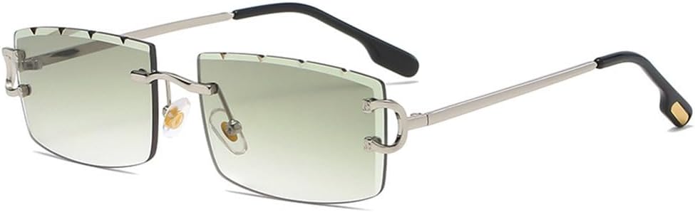 

Мужские прямоугольные солнцезащитные очки без оправы с металлическим каркасом, модные солнцезащитные очки для женщин, линзы с градиентом, без оправы, защита от УФ-излучения UV400 TYUVIVO, C05 Green