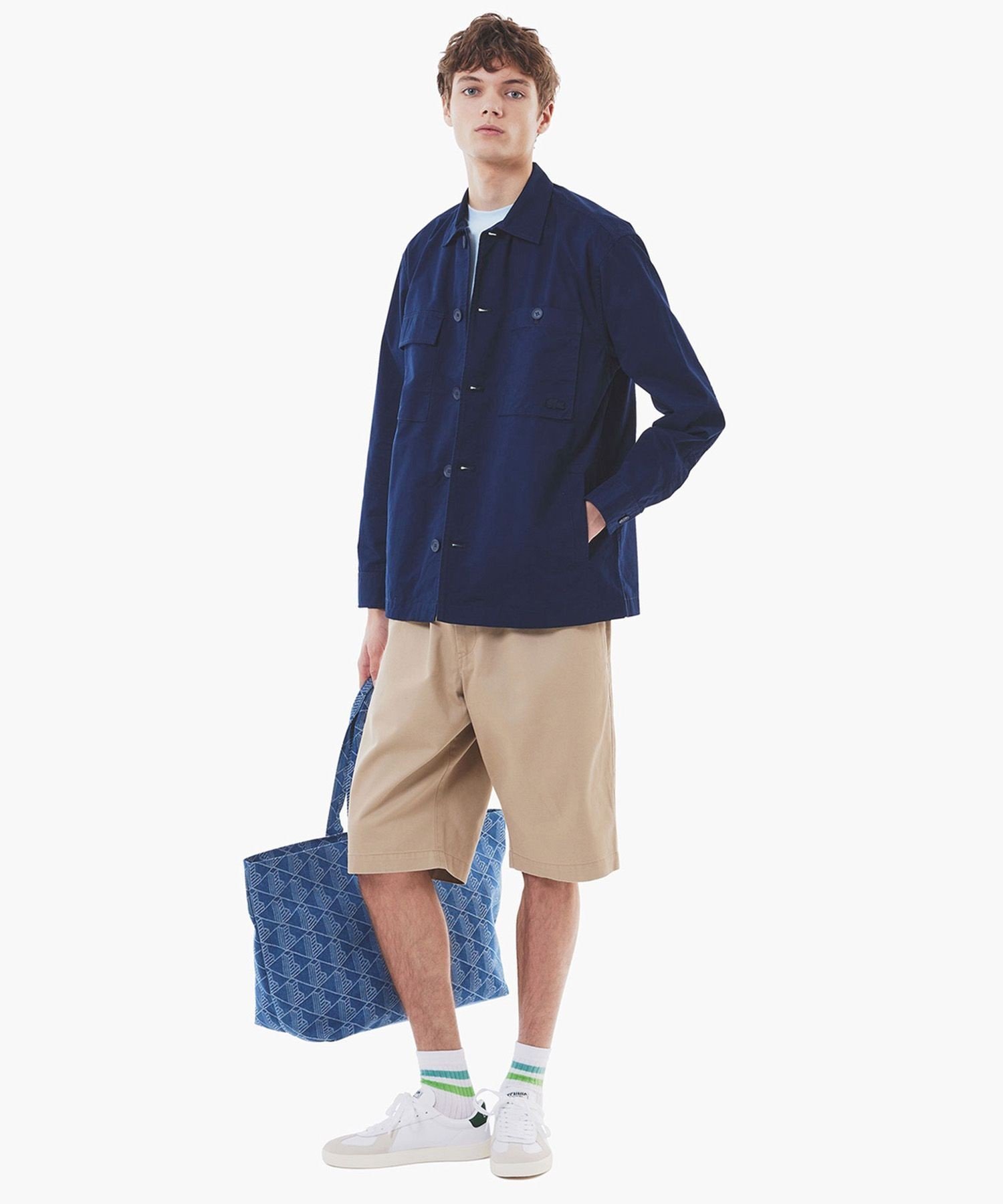 Рабочая рубашка-куртка из хлопчатобумажной саржи LACOSTE, Navy — фото 4