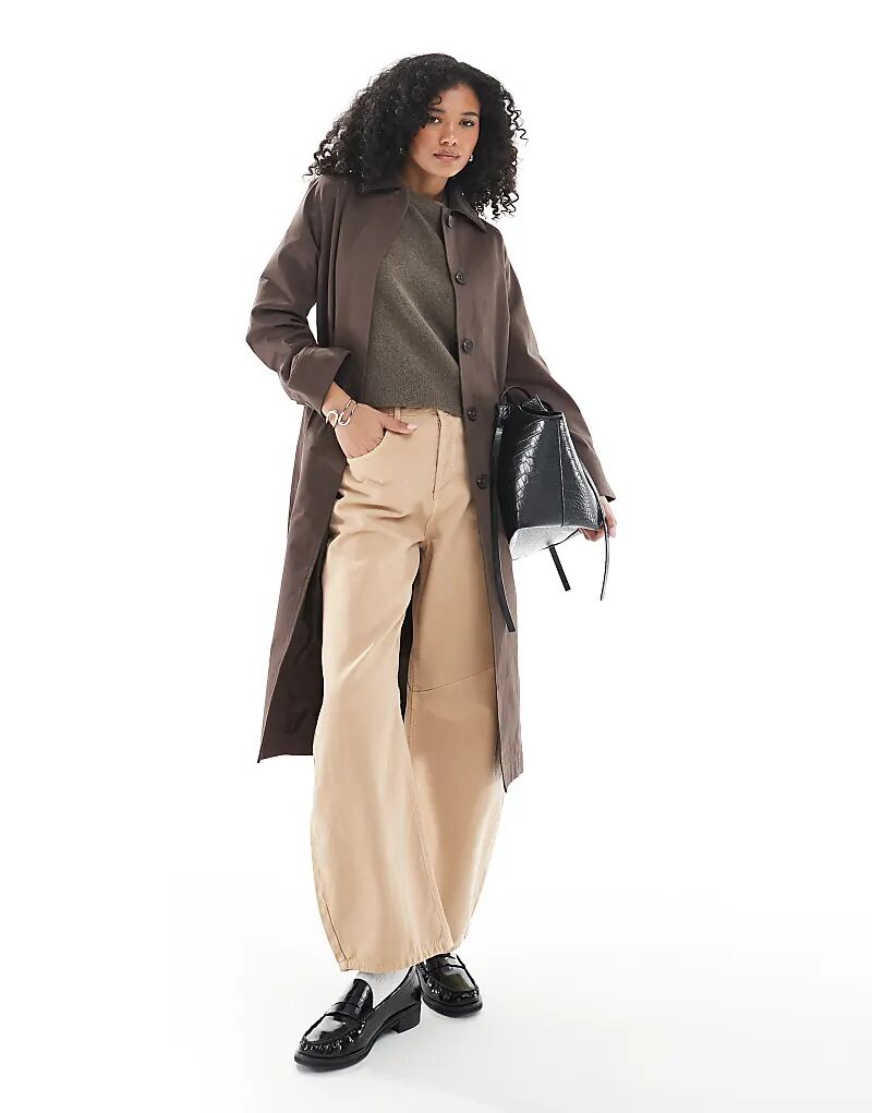 

Коричневый тренчкот New Look с контрастным воротником