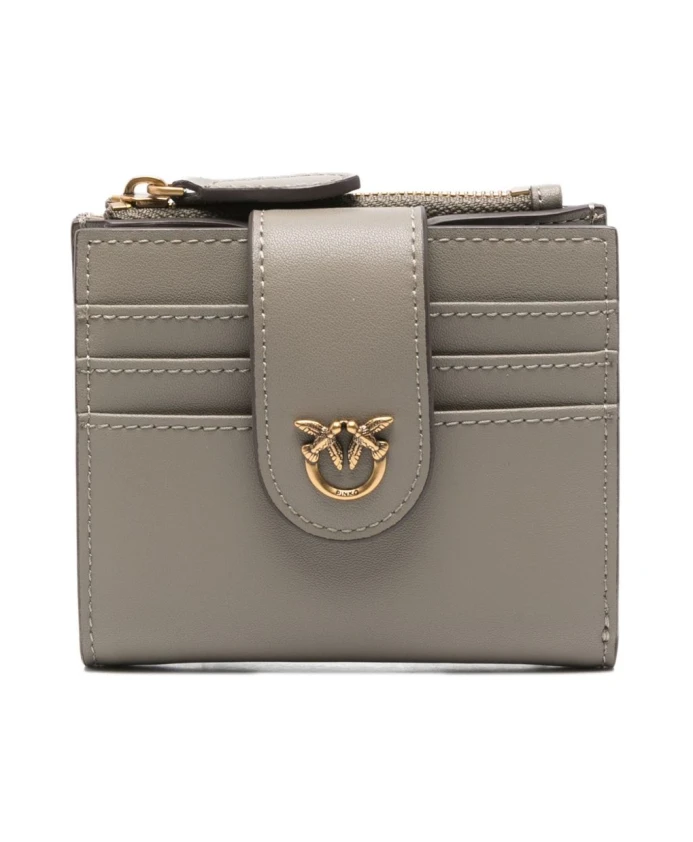 

Элегантный бежевый кожаный кошелек Pinko, серый