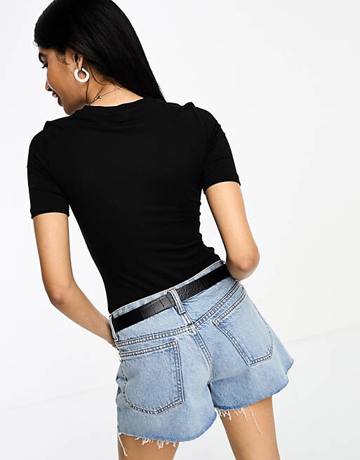 

Черное боди-футболка скинни ASOS DESIGN, Черный, Черное боди-футболка скинни ASOS DESIGN