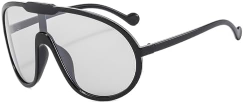 

Винтажные цельные солнцезащитные очки для женщин и мужчин, желтые, увеличенного размера, женские солнцезащитные очки с защитой от УФ-излучения UV400 MTZJH, Black Silver