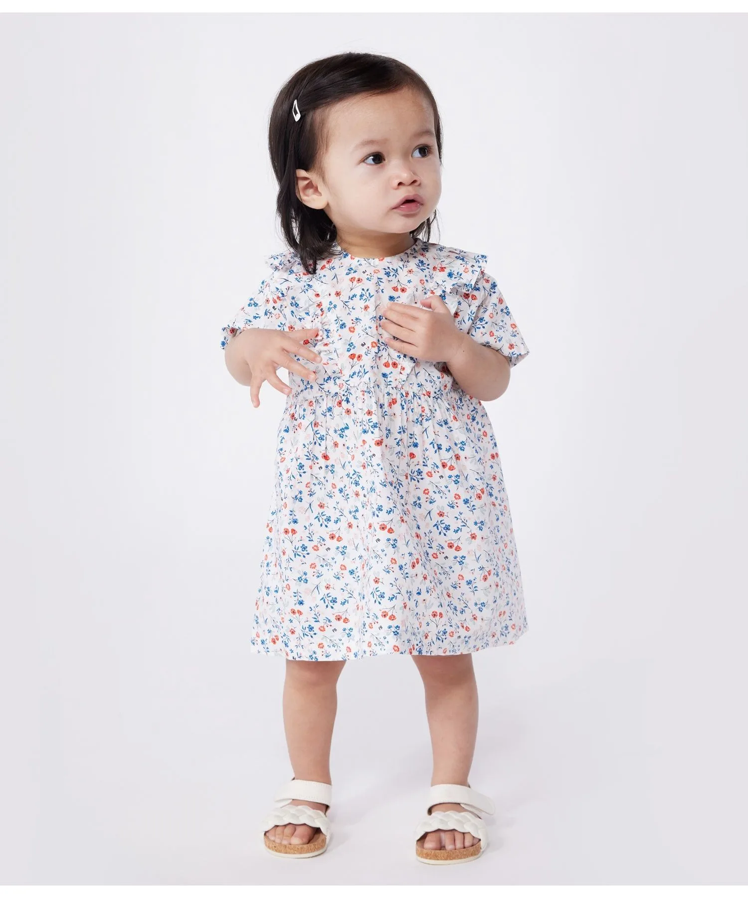 Детское платье с цветочным принтом PETIT BATEAU белое