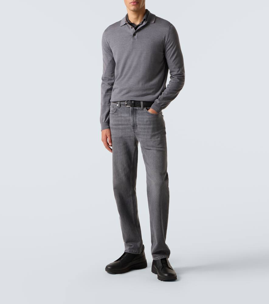 Кроссовки из кожи с тройной строчкой Zegna, Black — фото 2