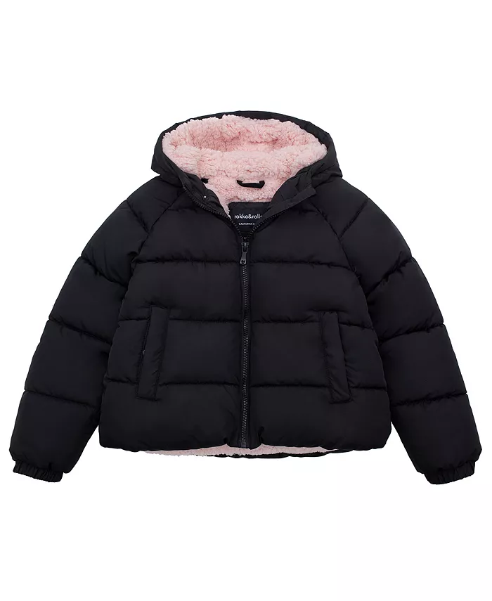 

Детская утепленная пуховая куртка с подкладкой из шерпы Bubble Coat Rokka&Rolla, черный