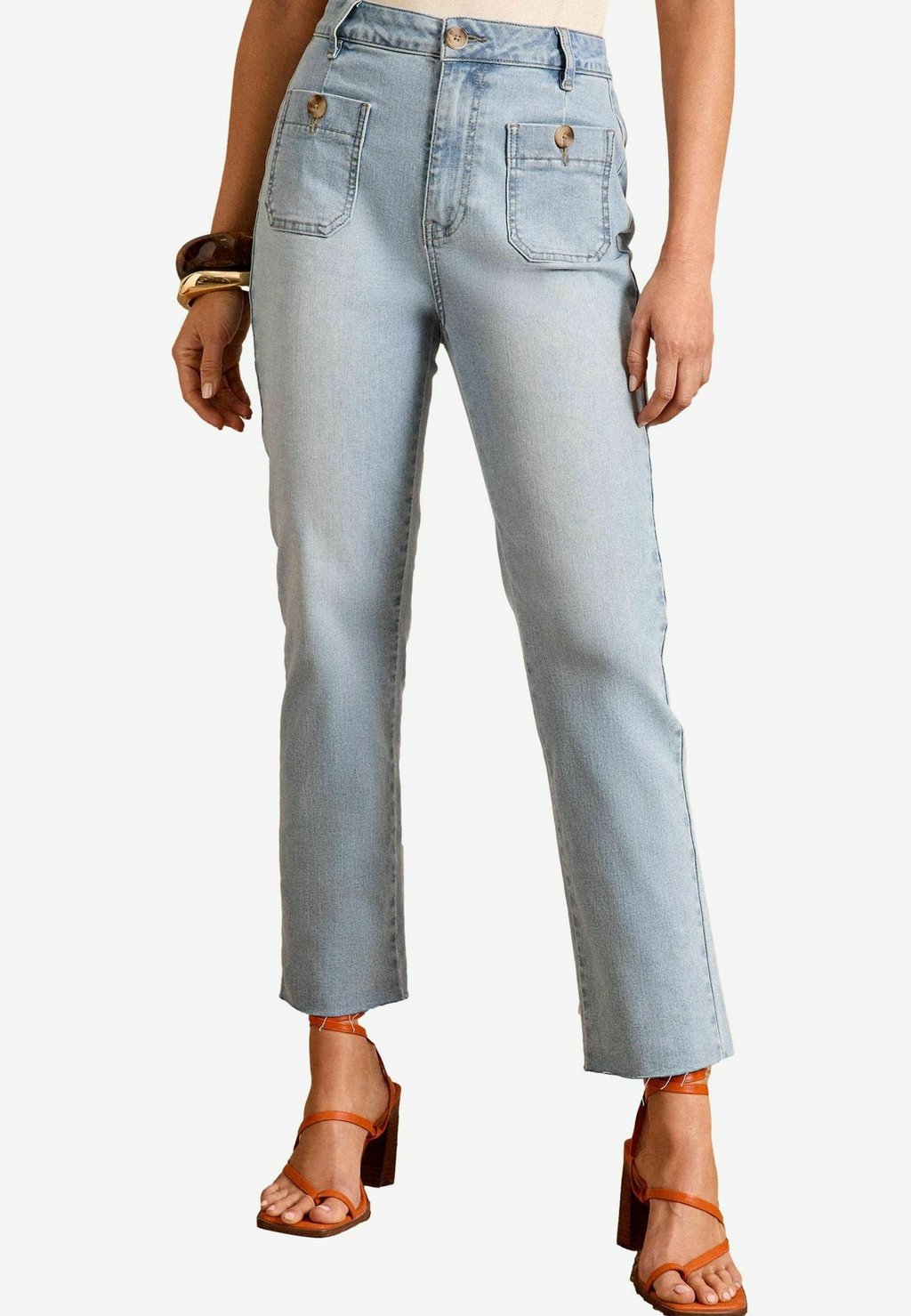 

Джинсы прямого кроя CROP WITH PATCH POCKET . Love & Roses, синий