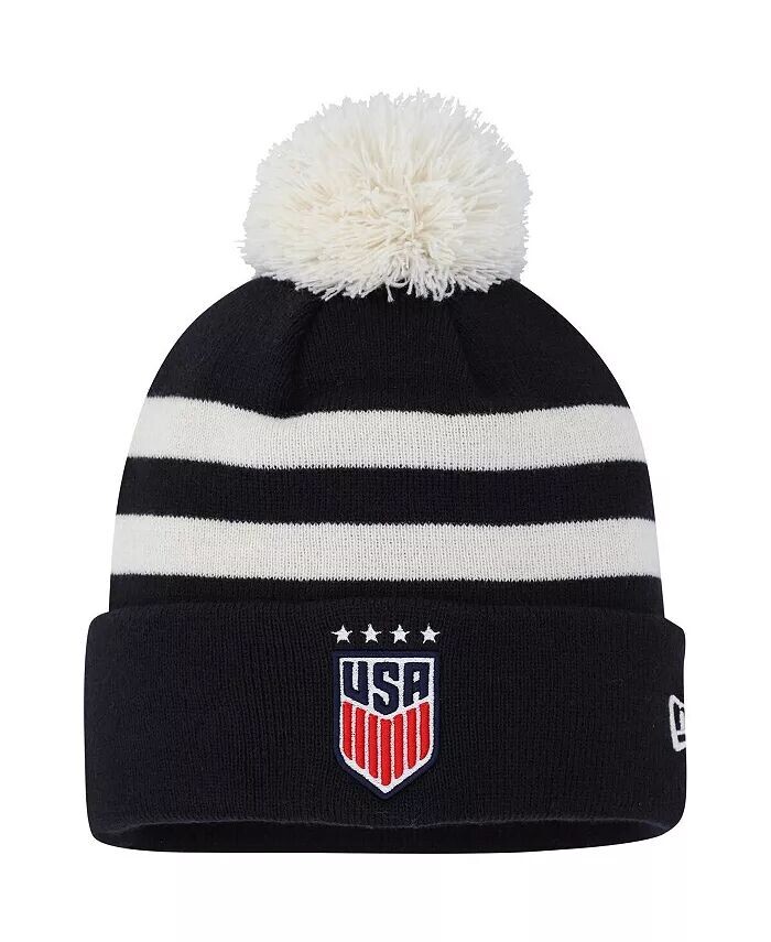 

Мужская темно-синяя вязаная шапка с манжетами и помпоном USWNT Team New Era