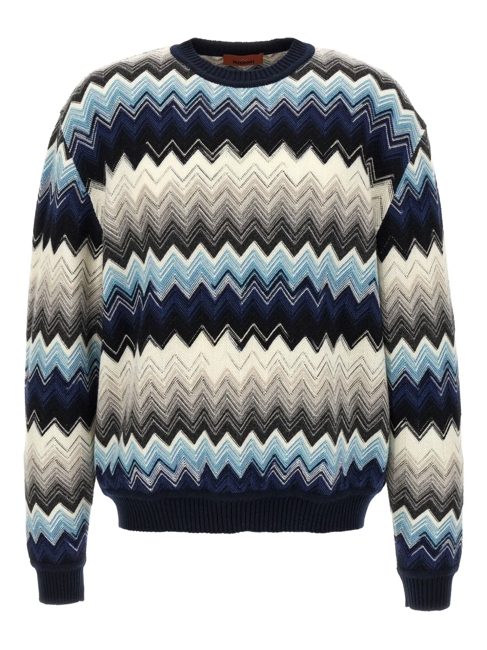 

Свитер с круглым вырезом и зигзагообразным узором Missoni, синий
