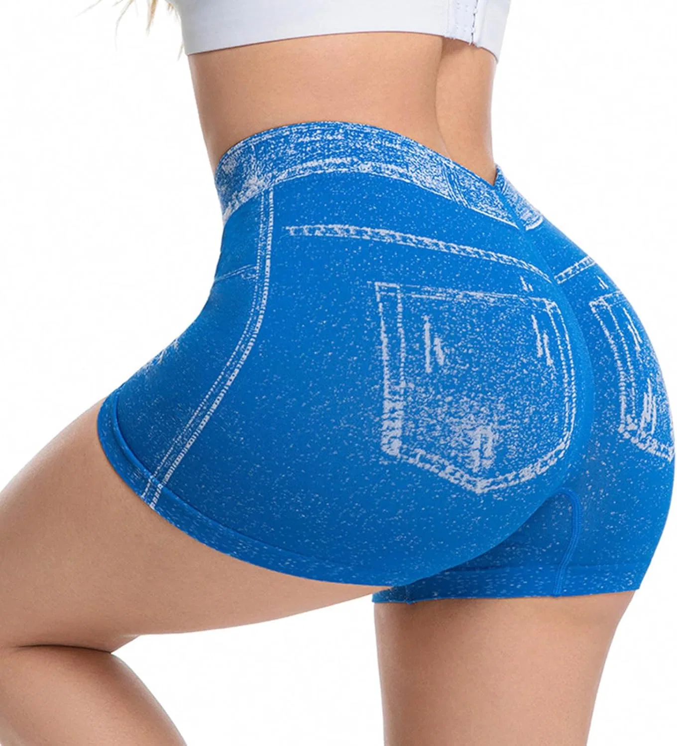 Женские шорты джинсовые леггинсы Mid Rise Butt Lifting, Sky Blue