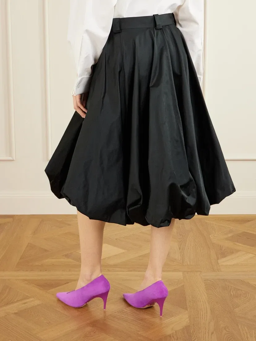 Плиссированные атласные шорты BALENCIAGA, черный — фото 3
