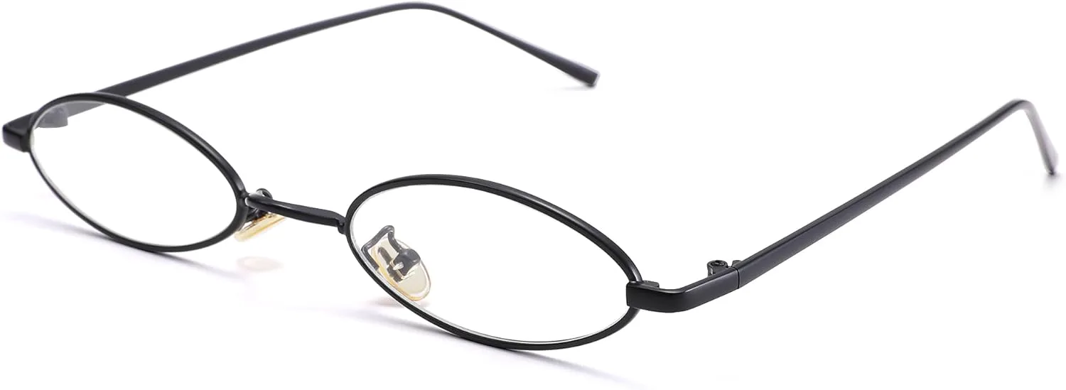 

COASION Винтажные маленькие овальные солнцезащитные очки в стиле ретро для женщин и мужчин, в стиле хиппи, с металлической оправой, A9 Black Frame/Clear Lens