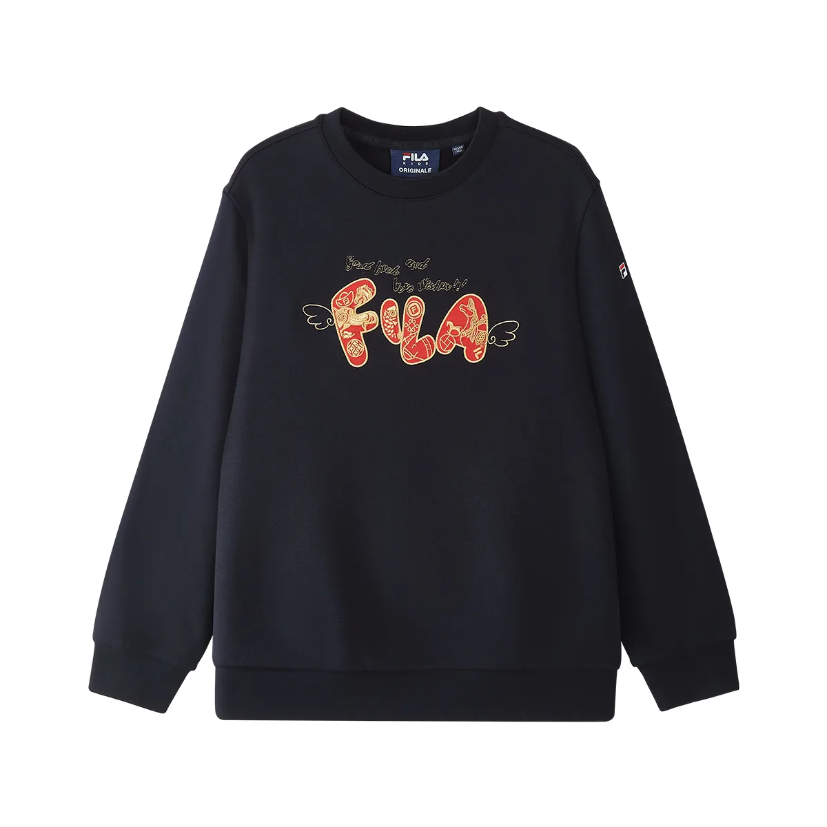 Свитшот с принтом кои для детей, свободный крой, натуральный материал FILA KIDS, Legend Blue P-NV