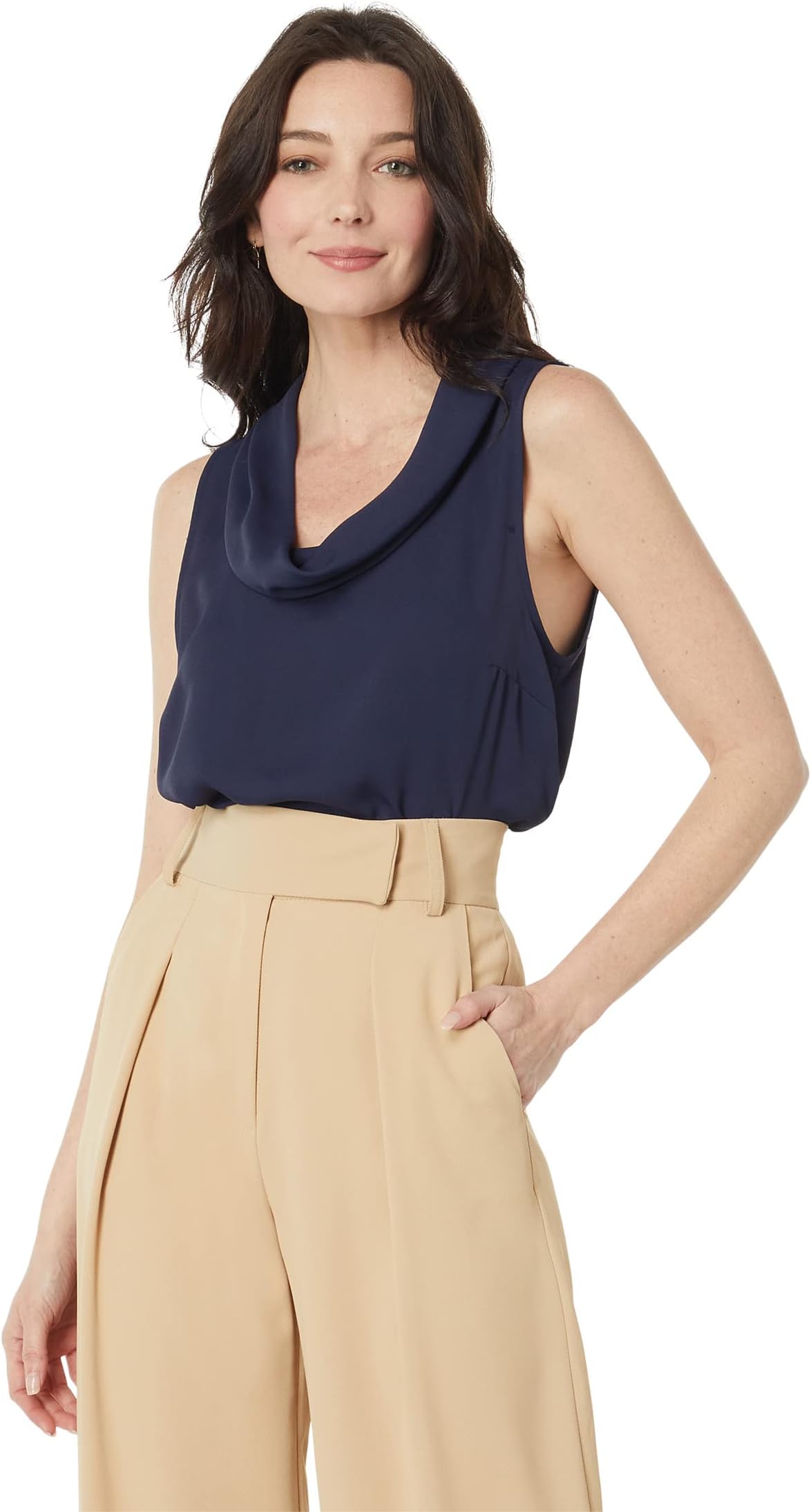 

Блуза Vince Camuto Sleeveless Cowl Neck Luxe Crêpe De Chine Blouse, цвет Classic Navy