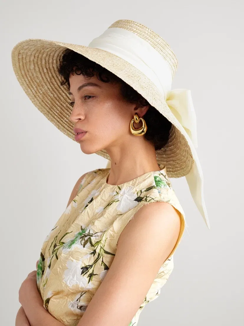 Соломенная шляпа от солнца Mirabel с отделкой из репсовой ленты Eugenia Kim, бежевый — фото 2