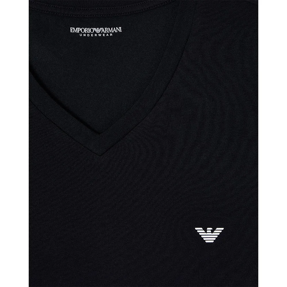 Футболка Emporio Armani Stretch Cotton Jersey short sleeve v neck, черный — фото 4