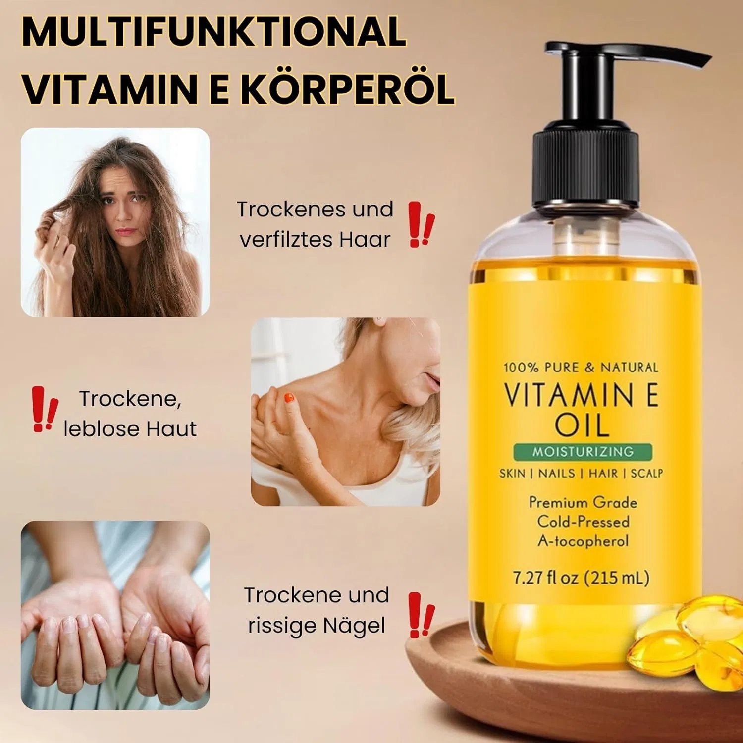 Масло с витамином Е и жожоба Pure & Natural для кожи, волос и ногтей Altherona — фото 4