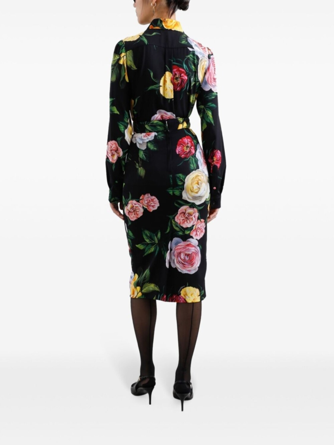Юбка миди с цветочным принтом Dolce & Gabbana, черный — фото 3
