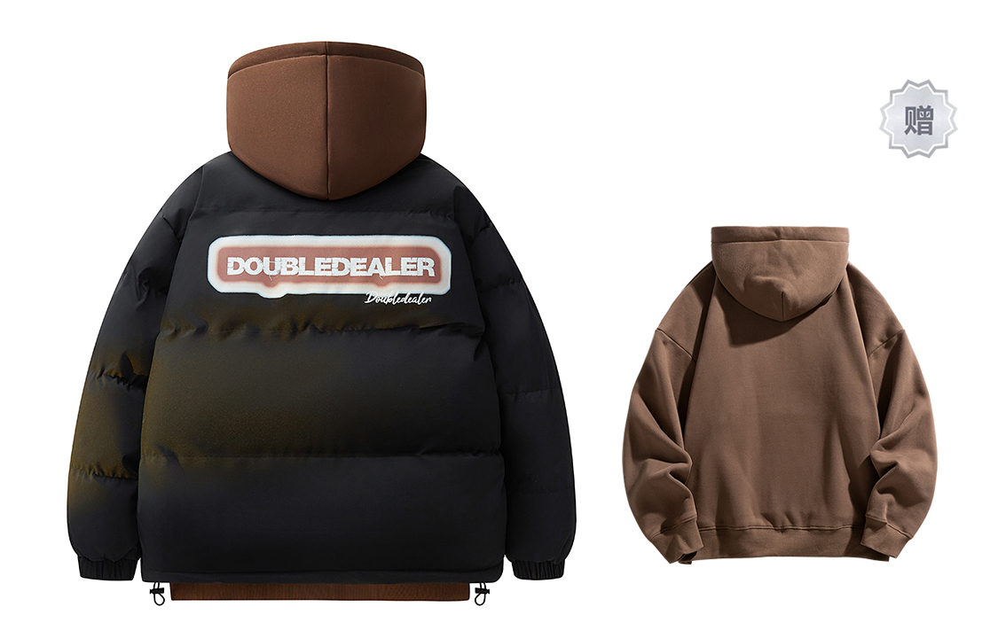 

Double Dealer Пуховик Unisex, Black+Caramel Sweatshirt