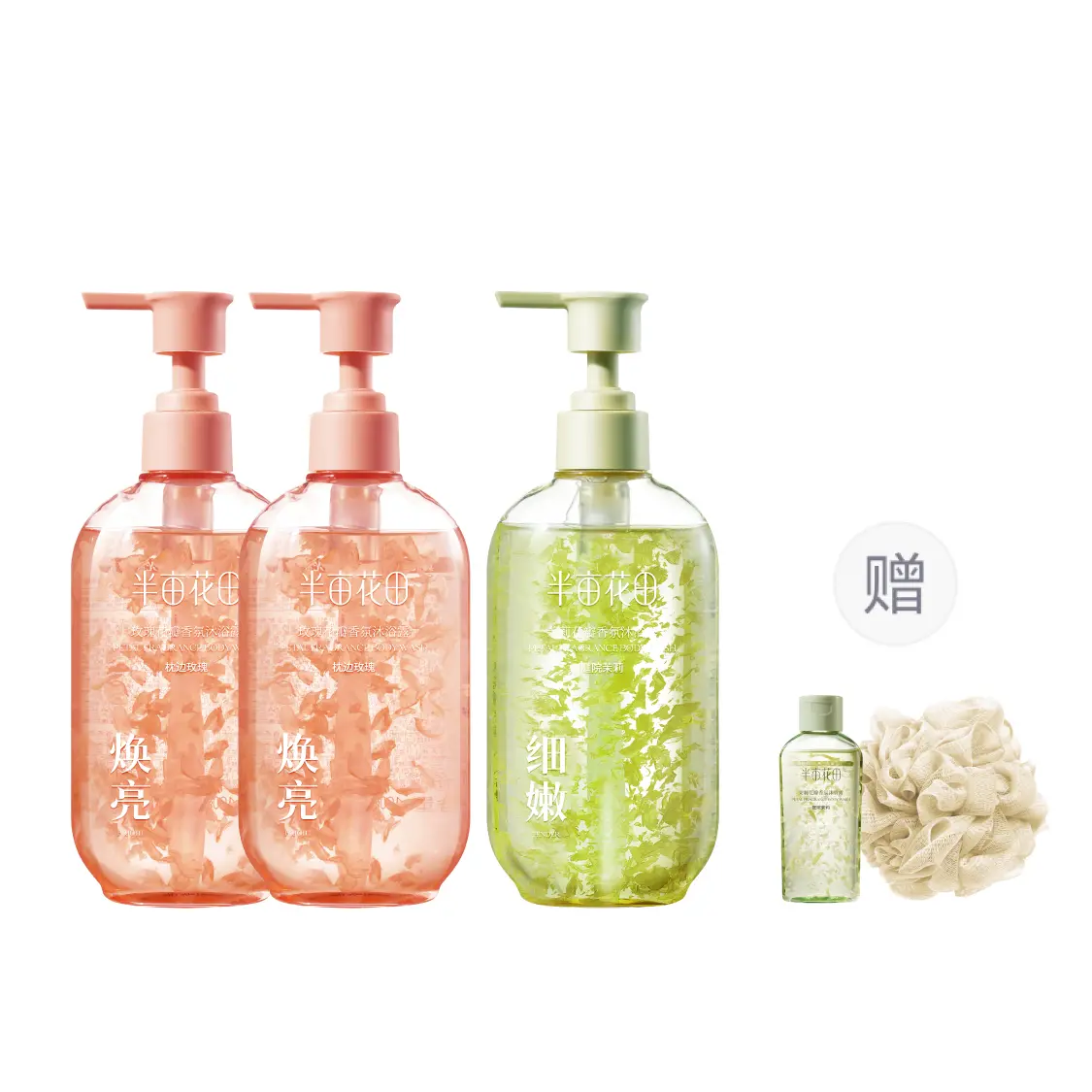 

Душистый гель для душа с ароматом лепестков очищающий увлажняющий глубокое очищение 400г*2 жасмин роза LITTLE DREAM GARDEN