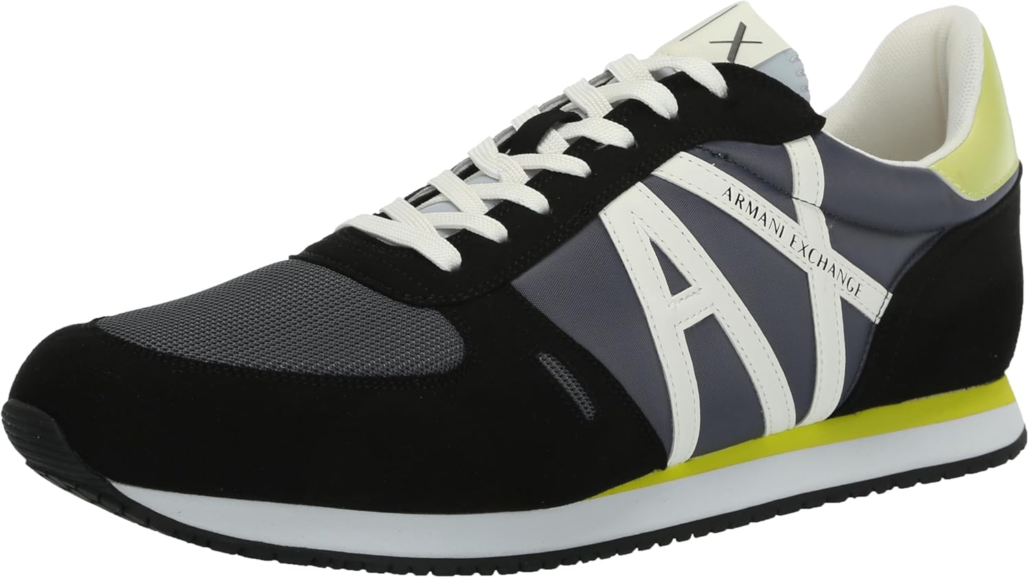 

Мужские кроссовки AX Armani Exchange из текстурированной замши и сетки с логотипом, черный/желтый/серый