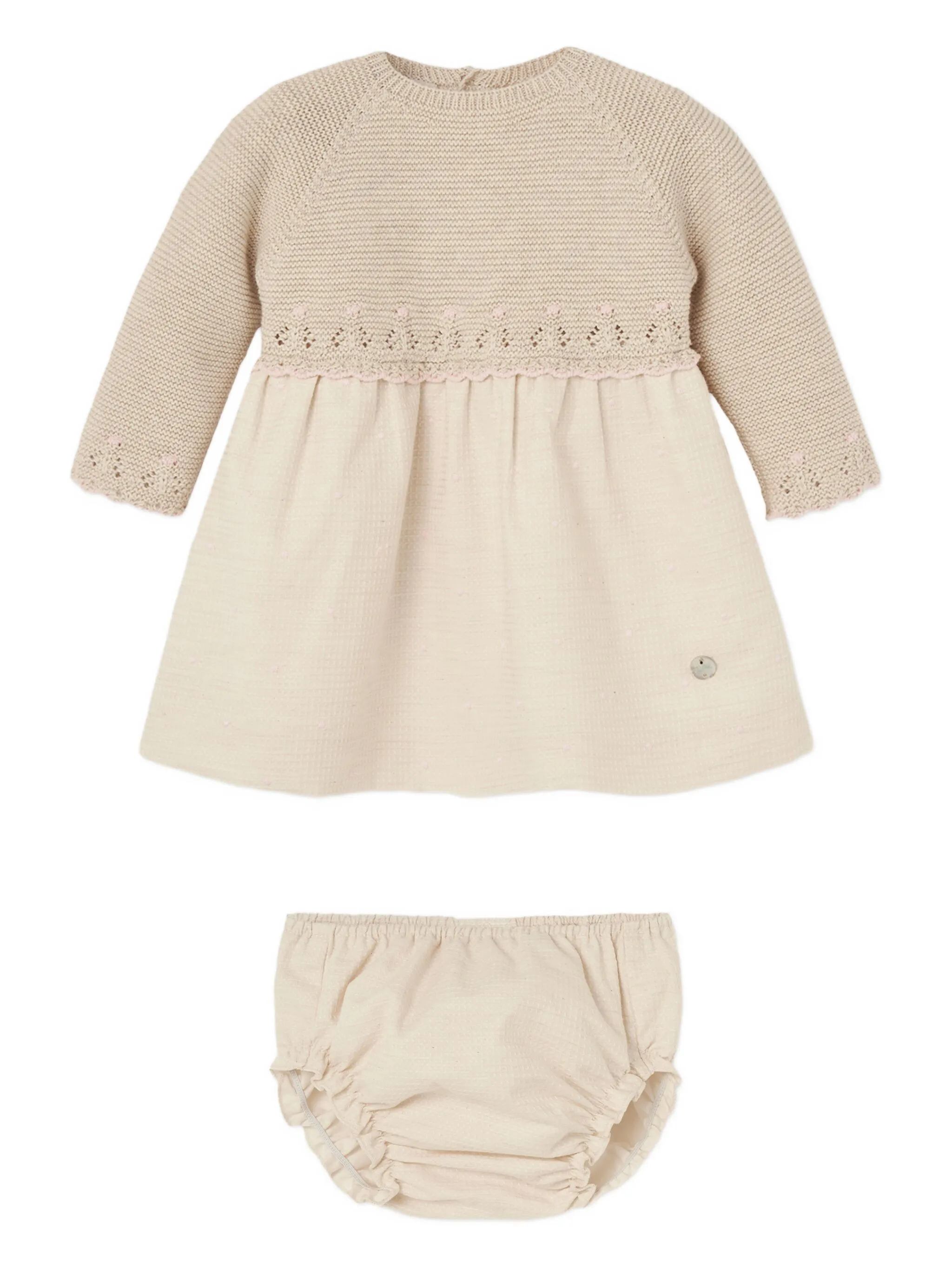 

Трикотажное платье с кружевными вставками Paz Rodriguez, бежевый