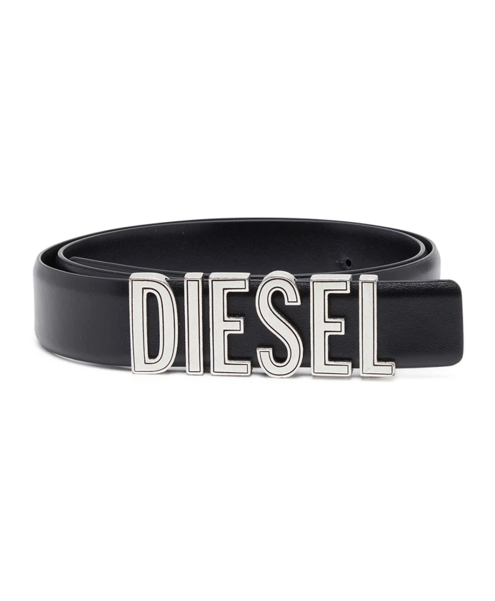 

Кожаный ремень с объемными буквами-логотипами. Diesel, черный