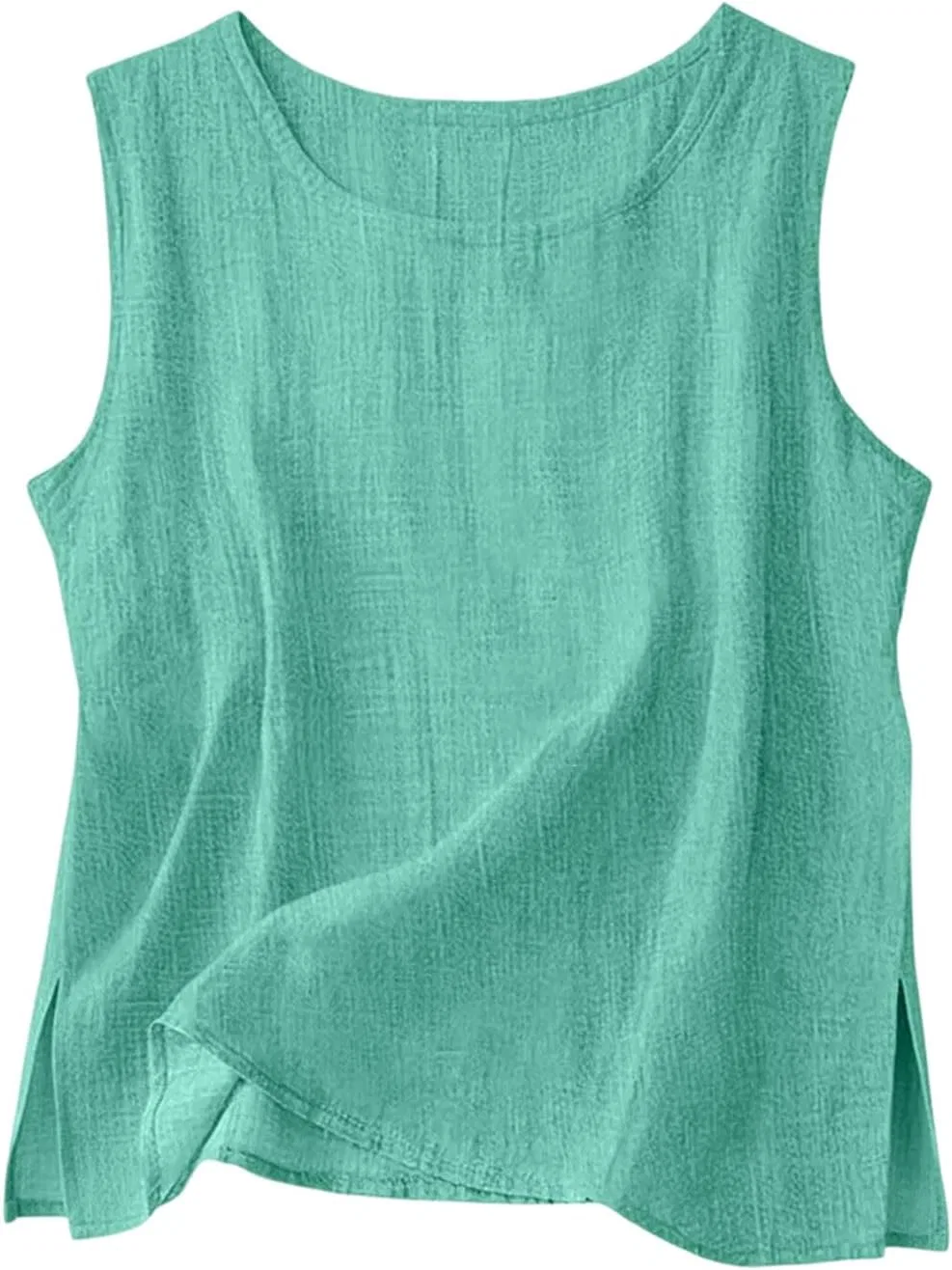 Женский топ без рукавов из хлопка и льна, Mint Green